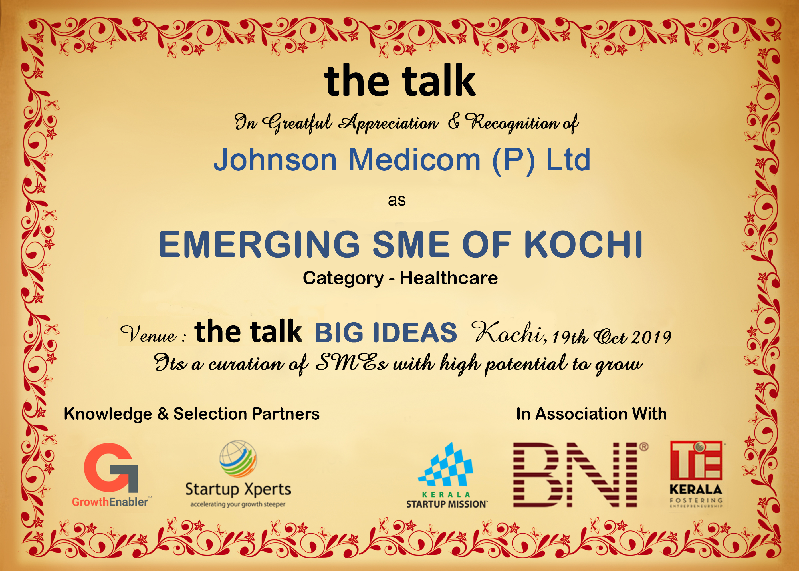 the talk - Big Ideas To Scale SME's And Startups The Westin, Hyderabad - 06th March 2019